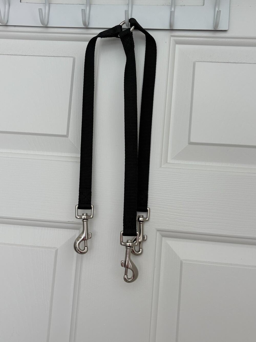 Double Dog Leash Coupler 3 Way Lead Splitter Black Nylon No Tangle